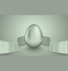 Glossy Silver Egg With White Winding Tape Grey