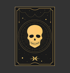 Golden Tarot Card With A Skull Symbolizing Death