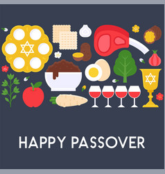 Happy Passover With Food And Element Icon