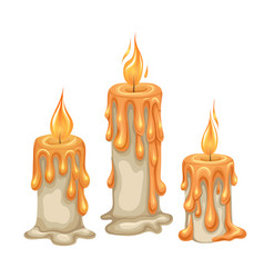 Set Of Cartoon White Wax Candles With Lights