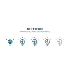 Strategic Icon In 5 Different Style Outline