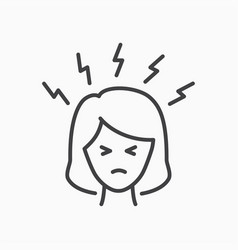 Angry Women Person Line Icon On White Background