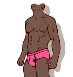 Black Male Man In Pink Briefs Torso