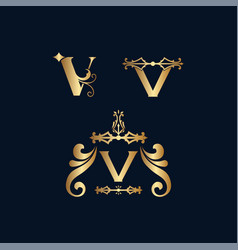 Cosmetic Gold Brand Logo Letter V