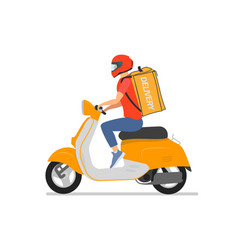 Courier Man On Scooter With Parcels Delivery