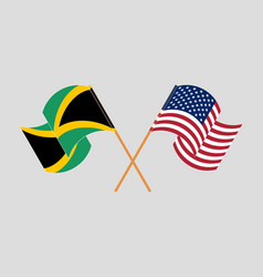 Crossed And Waving Flags Of Jamaica The Usa