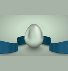 Glossy Silver Egg With Blue Winding Tape Grey