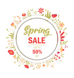 Spring Sale Lettering Banner Summer Flowers