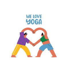 We Love Yoga People Heart Shape Pose Cartoon