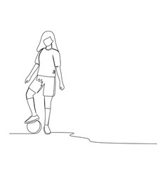 Continuous Single Line Drawing Of Female Soccer