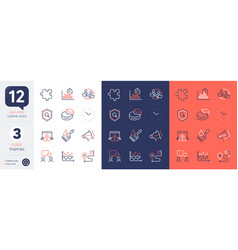 Set Of Inspect Dog Leash And Journey Line Icons