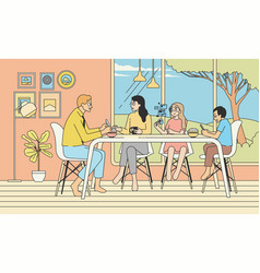 A Family Having Breakfast Together At The Dining