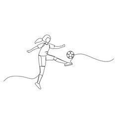 Continuous Single Line Drawing Of Female Football