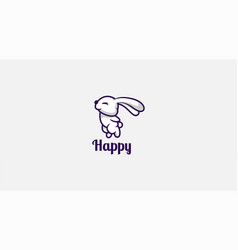 Happy Rabbit Logo Design Template Symbol