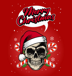 Skull Santa Hand Drawn Design Flyer Banner