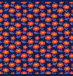 Floral Seamless Pattern With Small Red Flowers