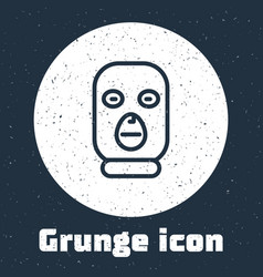 Grunge Line Thief Mask Icon Isolated On Grey