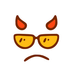 Sad Devil With Glasses Face Doodle Icon Emoticon