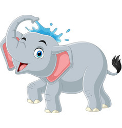 Cartoon Cute Elephant Spraying Water