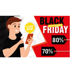 Girl Shopping On Mobile Phone Black Friday Poster