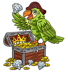 Pirate Parrot Perching On Chest Cartoon Clipart