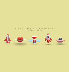 Set Of 3d Space Objects In Cartoon Style Space