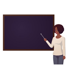 African American Woman Pointing At Black Board