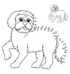 Dot To Maltese Dog Isolated Coloring Page