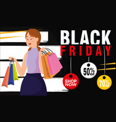 Girl Character Holding Shopping Bags Black Friday