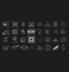 Retrofuturistic Wireframe Line Elements