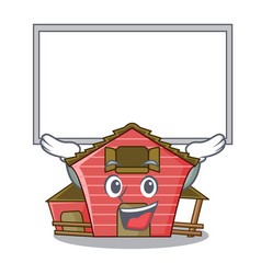 Up Board Character Red Barn Building With Haystack