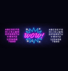 Wow Neon Sign Comic Speech Bubble