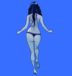 Cartoon Woman In Thong Running Blue Twilight