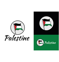 Waving Flag Of Palestine Icon Design Template