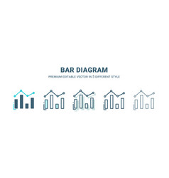 Bar Diagram Icon In 5 Different Style Outline