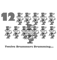 Twelve Drummers Drumming Cartoon