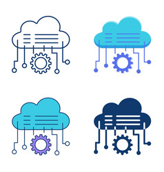 Cloud Technologies Icon Set In Flat And Line Style