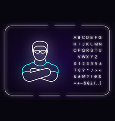 Nightclub Security Guard Neon Light Icon Outer