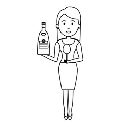 Woman With Whiskey Bottle Drink