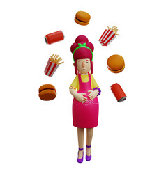 3d Mother Cartoon Feel Hungry