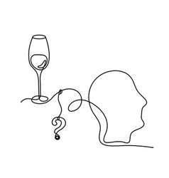 Drawing Line Wine With Question Mark On The White