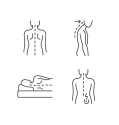 Poor Posture Problems Linear Icons Set