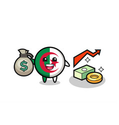 Algeria Flag Cartoon Holding Money Sack