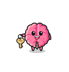 Cute Brain As A Real Estate Agent Mascot