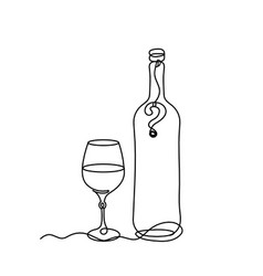 Drawing Line Wine With Question Mark On The White