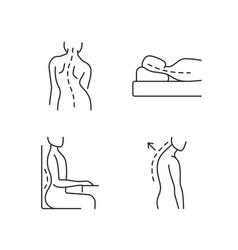 Poor Posture Problems Linear Icons Set