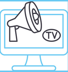 Tv Ads Line Icon Outline Symbol