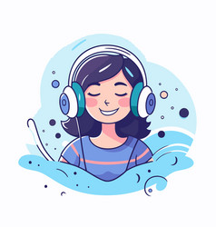 Young Woman Listening To Music With Headphones