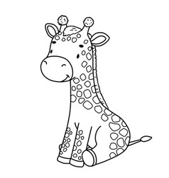 Cute Sitting Giraffe Outline