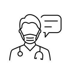 Doctor In Mask With Speech Bubble Consultation